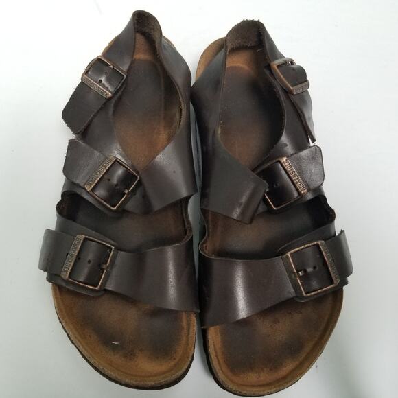 BIRKENSTOCK Milano Brown Leather Habana Ankle Strap Sandal Mens Sz EU 44 US M11 - Picture 8 of 9